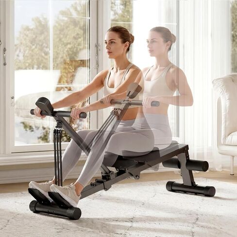 آلة التجديف غارفي للاستخدام المنزلي، آلة تجديف مدمجة مع شاشة LCD، معدات رياضية منزلية شديدة التحمل بسعة 276 رطل، تصميم موفر للمساحة، مثالية لتمرين الجسم بالكامل، أسود in Kuwait