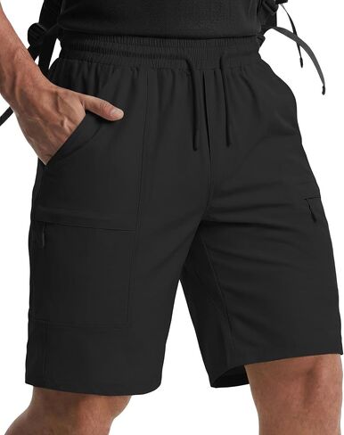 Mens Cargo Casual Shorts Lightweight Stretch Athletic Shorts Elastic Waistband with 5 Pockets Hiking Gym Beach in Saudi Arabia