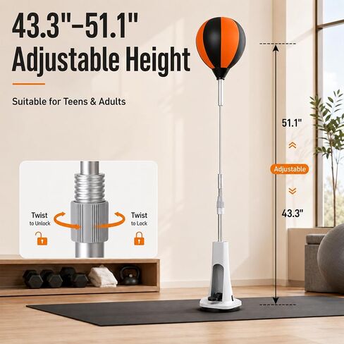 Boxing Reflex Bag with Stand, Adjustable Height Speed Reflex Punching Bag Boxing Reaction Ball for Home Gym Adults & Teens in Kuwait