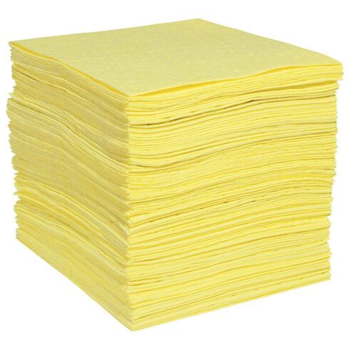 Hazmat Commander Absorbent Mat Pad, Heavyweight, Polypropylene, 19" x 15" (L x W), Yellow, Pack of 100 (YPF100H) in Kuwait