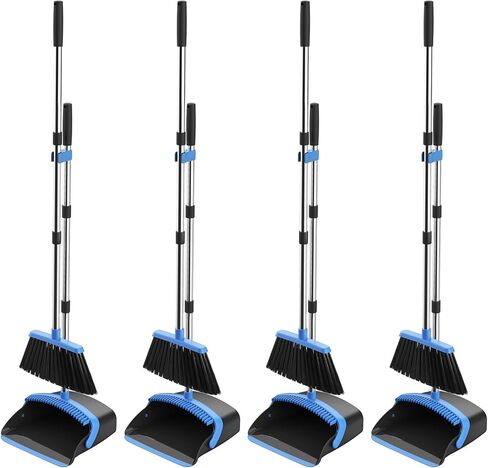 NACENA Broom and Dustpan Set, 52-in Long Adjustable Handle Broom Dustpan Combo with Dustpan Teeth to Automatically Clean Hair Suitable for Home Kitchen Office Hall Floor（Black&Red） in Saudi Arabia