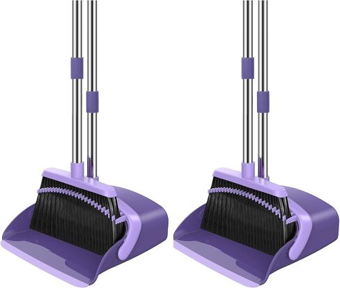 NACENA Broom and Dustpan Set, 52-in Long Adjustable Handle Broom Dustpan Combo with Dustpan Teeth to Automatically Clean Hair Suitable for Home Kitchen Office Hall Floor（Black&Red） in Saudi Arabia