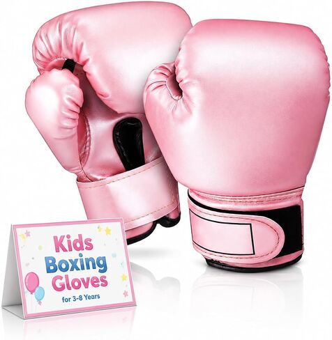 NUOBESTY Kids Boxing Gloves Pink Toddler Sparring Mitts for 3-8 Years, Soft Sponge Padding PU Punching Bag Gloves for Kickboxing, Muay Thai Training, Youth Girls Boys Practice at Home in Kuwait