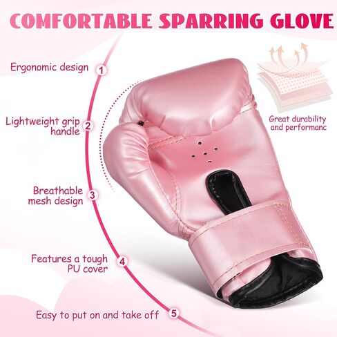 NUOBESTY Kids Boxing Gloves Pink Toddler Sparring Mitts for 3-8 Years, Soft Sponge Padding PU Punching Bag Gloves for Kickboxing, Muay Thai Training, Youth Girls Boys Practice at Home in Kuwait