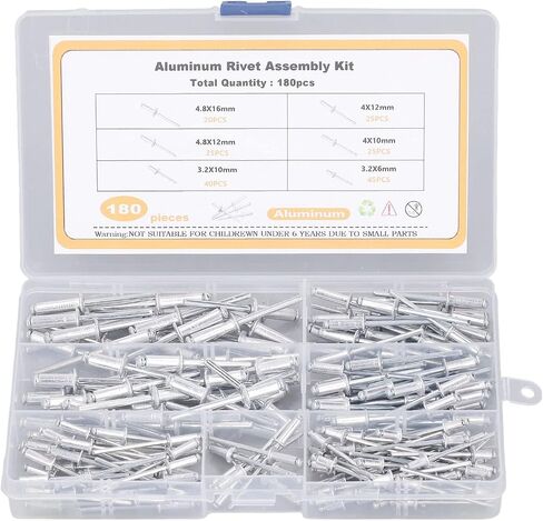 Blind Flange Aluminium Alloy Kit 180Pcs 6 Sizes Assortment Set for Fixing Soft Materials and Splicing Objects Durable Storage Box Included in Kuwait