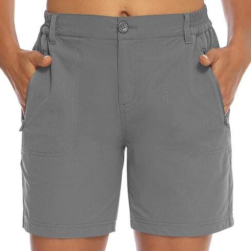 Women's Lightweight Hiking Cargo Shorts Quick Dry Athletic Shorts Elastic Waist Short Pants with Pockets for Running Golf in Saudi Arabia