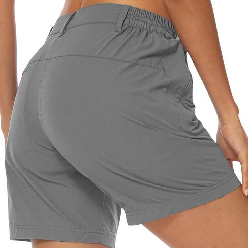 Women's Lightweight Hiking Cargo Shorts Quick Dry Athletic Shorts Elastic Waist Short Pants with Pockets for Running Golf in Saudi Arabia