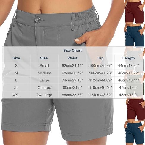 Women's Lightweight Hiking Cargo Shorts Quick Dry Athletic Shorts Elastic Waist Short Pants with Pockets for Running Golf in Saudi Arabia