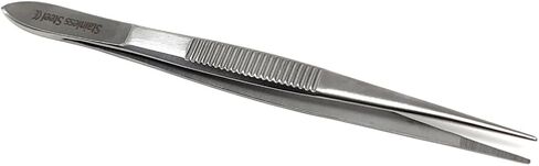 Specimen Forceps, Stainless Steel Lab Tweezers, Fine Precision Serrated Tips (4.5" Straight) in Kuwait