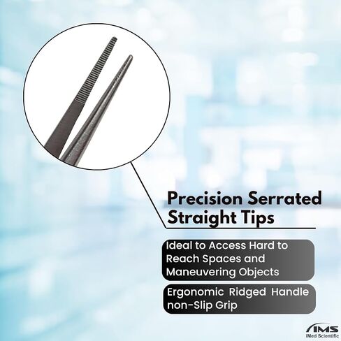 Specimen Forceps, Stainless Steel Lab Tweezers, Fine Precision Serrated Tips (4.5" Straight) in Kuwait