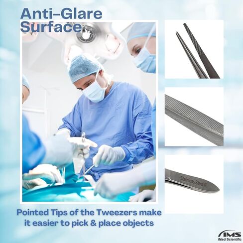 Specimen Forceps, Stainless Steel Lab Tweezers, Fine Precision Serrated Tips (4.5" Straight) in Kuwait