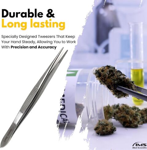 Specimen Forceps, Stainless Steel Lab Tweezers, Fine Precision Serrated Tips (4.5" Straight) in Kuwait