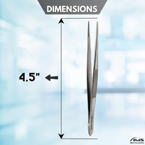 Specimen Forceps, Stainless Steel Lab Tweezers, Fine Precision Serrated Tips (4.5" Straight) in Kuwait