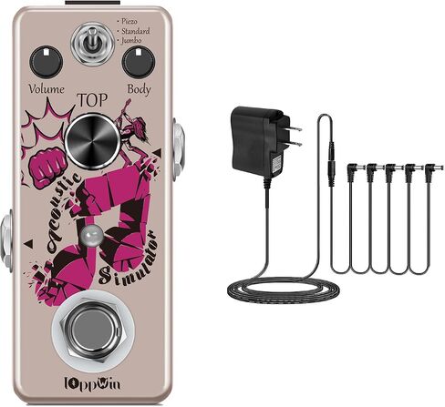 Acoustic Guitar Simulator Pedal & IOppWin DC 9V Guitar Pedal Power Supply Adapter - 0.5A 5-Way Daisy Chain in Saudi Arabia