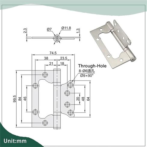 Mother Child Hinge Made of 304 Stainless Steel 1Pcs in Kuwait