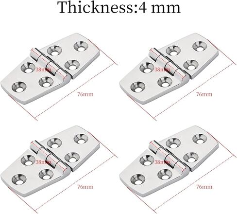 Stainless Steel 316 with 6 Holes 76mm Heavy Duty Mirror Polish Hinge 4Pcs in Kuwait