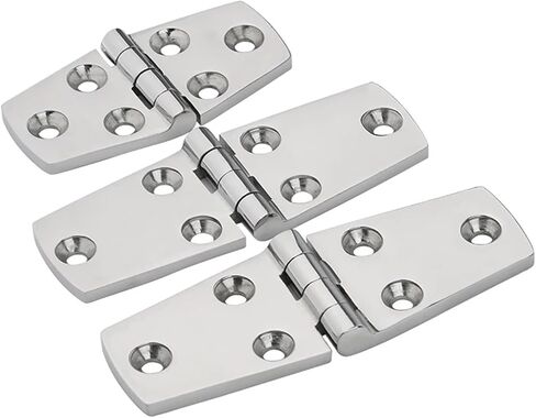 Stainless Steel 316 with 6 Holes 76mm Heavy Duty Mirror Polish Hinge 4Pcs in Kuwait