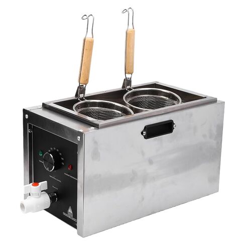 banapoy 2 Holes Commercial Pasta Cooker, 10L Electric Pasta Cooker with 2 Strainers & Accurate Temperature Control, Electric Noodle Cooking Machine for Restaurant Dumplings (US Plug 110V) in Kuwait