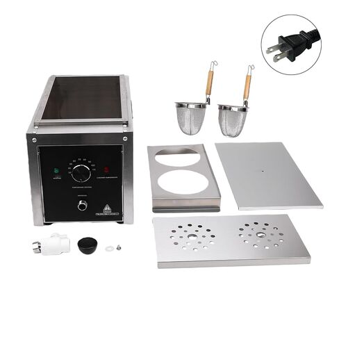 banapoy 2 Holes Commercial Pasta Cooker, 10L Electric Pasta Cooker with 2 Strainers & Accurate Temperature Control, Electric Noodle Cooking Machine for Restaurant Dumplings (US Plug 110V) in Kuwait