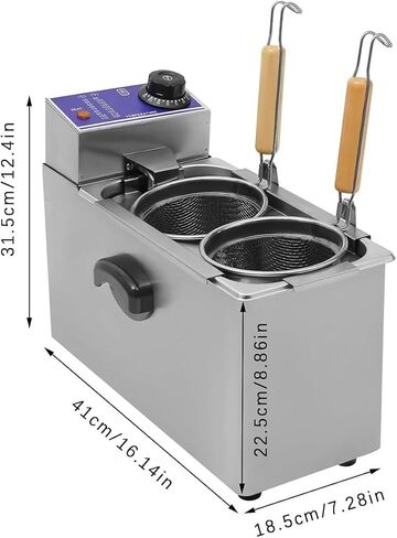 Stainless Steel Commercial Electric Pasta Cooker with Filter Baskets, 30℃-110℃ Adjustable Temp Noodle Boiler for Restaurant & Canteen in Kuwait
