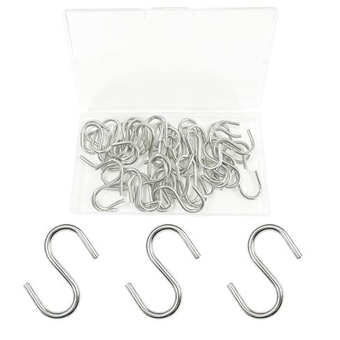 48PCS 1.2 Inch Small S Hooks, 304 Stainless Steel Hanging Hooks, Mini Utility Hangers for Keys Curtain Connectors Jewelry(M2) in Kuwait