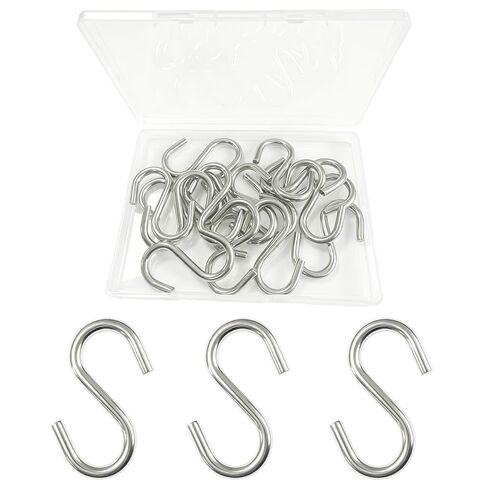 48PCS 1.2 Inch Small S Hooks, 304 Stainless Steel Hanging Hooks, Mini Utility Hangers for Keys Curtain Connectors Jewelry(M2) in Kuwait