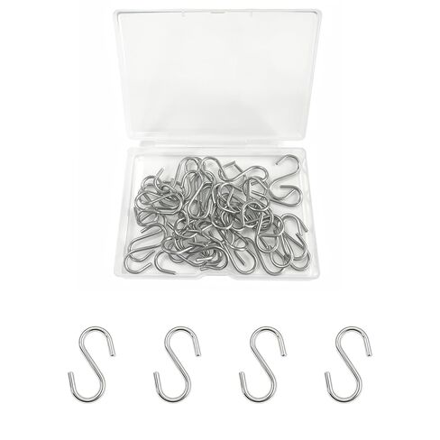 48PCS 1.2 Inch Small S Hooks, 304 Stainless Steel Hanging Hooks, Mini Utility Hangers for Keys Curtain Connectors Jewelry(M2) in Kuwait