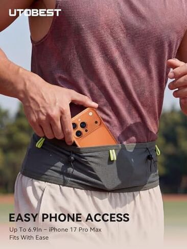 UTOBEST Running Belt for Men & Women, Bounce-Free Running Waist Pack Fits All Phones, 4-Pocket No Zipper Trail Running Belt With 500ml Soft Flask, Pole Carry Straps for Race, Trail (B7 Pro-Grey, 2XS) in Kuwait