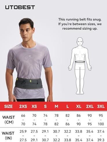 UTOBEST Running Belt for Men & Women, Bounce-Free Running Waist Pack Fits All Phones, 4-Pocket No Zipper Trail Running Belt With 500ml Soft Flask, Pole Carry Straps for Race, Trail (B7 Pro-Grey, 2XS) in Kuwait