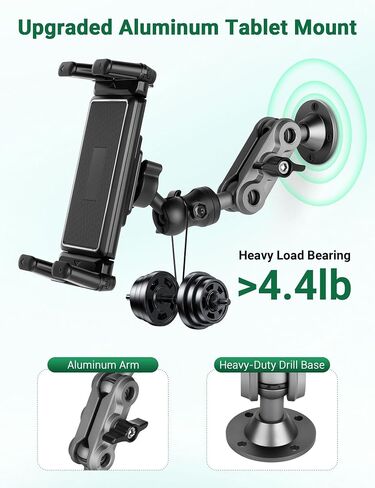 Aluminum Heavy Duty Drill Base Tablet Holder for Car, Tablet Mount for Truck Boat Dashboard Commercial Vehicle and Wall, Ipad Mount Holder for 4.7-12.9" iPad Pro/Air/Mini/Samsung Galaxy Tab in Saudi Arabia