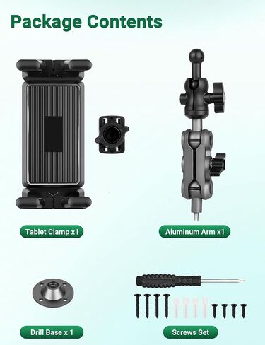Aluminum Heavy Duty Drill Base Tablet Holder for Car, Tablet Mount for Truck Boat Dashboard Commercial Vehicle and Wall, Ipad Mount Holder for 4.7-12.9" iPad Pro/Air/Mini/Samsung Galaxy Tab in Saudi Arabia
