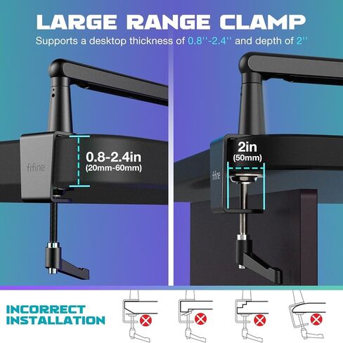FIFINE Gaming Microphone and Low Profile Arm Stand Bundle, XLR/USB Dynamic Mic with Mute Button, RGB Light, Desktop Stand, Adjustable Boom Arm Kit with Screw Adapter for Streaming Studio (AM8+BM88) in Kuwait