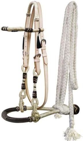 Showman Leather Headstall Rawhide Show Bosal w/Cotton Mecate in Kuwait