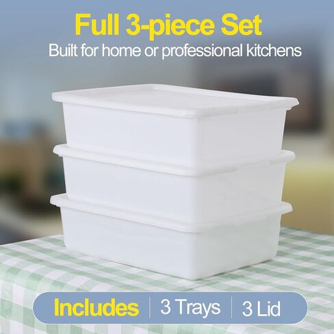 3 Pack Dough Proofing Tray with Lids, Food Storage Containers | Pizza Oven Accessories Proofing Tray, Pizza Dough Proofing Box, Commercial Quality in Kuwait