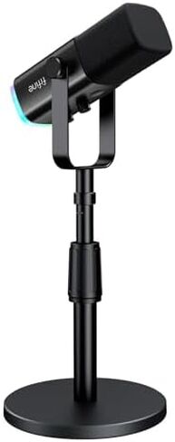 FIFINE XLR/USB Gaming Microphone with Desktop Mic Stand Kit, Streaming Dynamic Microphone with RGB, Gain Knob, Headphone Jack, Adjustable Table Mic Stand for Recording, Podcast, Voice-Over-AM8+BS1 in Kuwait