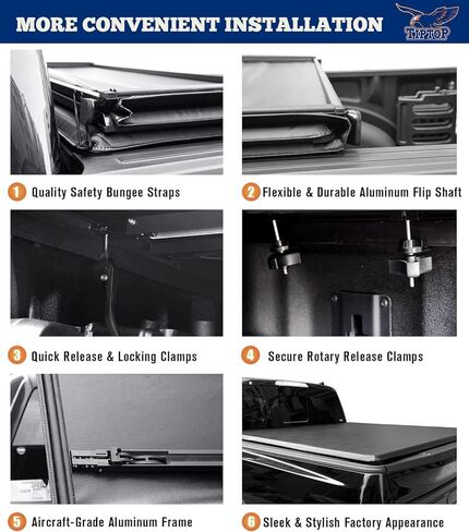 غطاء تونو لسرير الشاحنة الصلب القابل للطي من TIPTOP يناسب 2009-2025 Ram 1500 مع سرير 5.7 قدم (67.4 بوصة) مع RamBox |TLX3| in Kuwait
