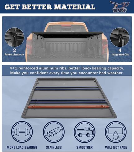 غطاء تونو لسرير الشاحنة الصلب القابل للطي من TIPTOP يناسب 2009-2025 Ram 1500 مع سرير 5.7 قدم (67.4 بوصة) مع RamBox |TLX3| in Kuwait