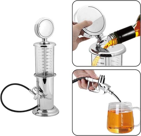 Tiiyee Beer Tower Dispenser, Beverage Dispenser Tower Gas Pump 1000cc | Liquor Keg Wine Station Awesome Alcohol Container Whiskey Decanter Gift with Single Hole for Men Kitchen Home Party Bar in Kuwait