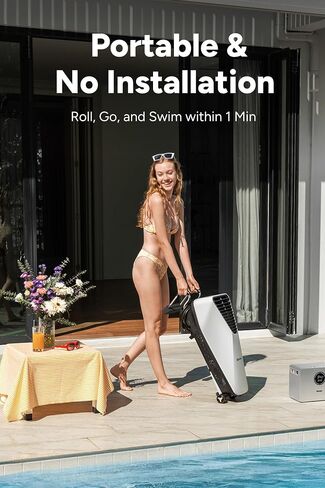 iGarden Portable Swim Jet X AIR لحمام السباحة، آلة تيار السباحة مع تدفق قابل للتعديل بـ 5 تروس، بدون تركيب، وقت تشغيل يصل إلى 2.5 ساعة، التحكم في التطبيق، 790GPM تدريب مولد تيار حمام السباحة والمرح in Kuwait
