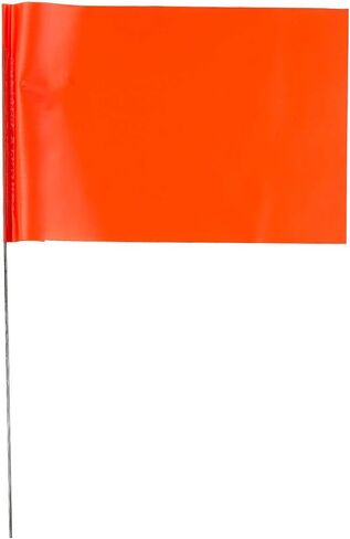 PRESCO Fluorescent Steel Wire Marking Flags – 4″ x 5″ PVC Flags with 18″ Steel Wire Staffs, 100-Count Bundle – Utility, Survey, Construction & Landscaping Markers (Fluorescent Orange) in Kuwait