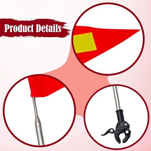 Golf Cart Safety Flag Pole Kit, Orange Reflective Safety Flag | Adjustable Telescopic Pole 27-167cm, High Visibility Flag for Golf Cart, Wheelchair, Mobility Scooter, Bike & ATV in Kuwait