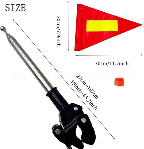 Golf Cart Safety Flag Pole Kit, Orange Reflective Safety Flag | Adjustable Telescopic Pole 27-167cm, High Visibility Flag for Golf Cart, Wheelchair, Mobility Scooter, Bike & ATV in Kuwait