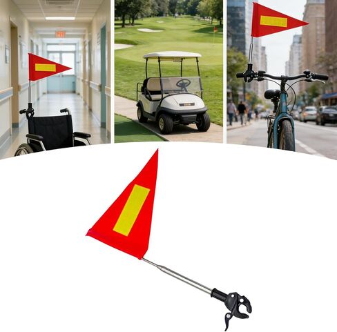 Golf Cart Safety Flag Pole Kit, Orange Reflective Safety Flag | Adjustable Telescopic Pole 27-167cm, High Visibility Flag for Golf Cart, Wheelchair, Mobility Scooter, Bike & ATV in Kuwait