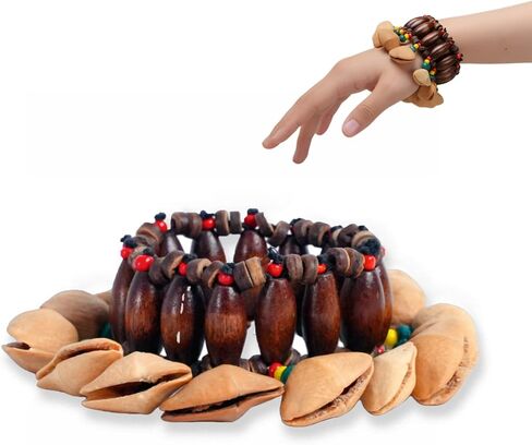 مجموعة شاكر البذور وأجراس المعصم - أدوات علاج الصوت للعلاج بالموسيقى، أجراس الكاحل الأفريقية للتأمل في اليوغا، لعبة تململ حسية لتخفيف القلق وموازنة الشاكرا in Kuwait