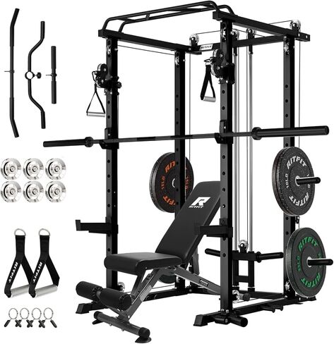 تشتمل حزمة RitFit متعددة الوظائف للمرآب وصالة الألعاب الرياضية المنزلية على قفص طاقة بوزن 1200 رطل PPC03/P3 مع نظام كروس الكابل، ومقعد الوزن، ومجموعة أوزان الأثقال الأولمبية، وتمارين الجسم بالكامل in Kuwait