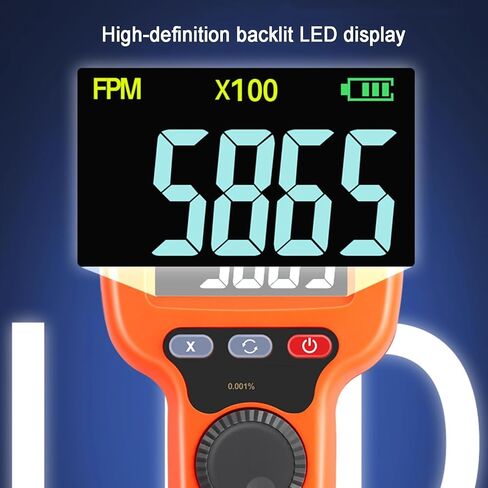 ستروبوسكوب محمول باليد، ستروبوسكوب LED محمول، 500 ~ 49999 دورة في الدقيقة، مع قرص دوار 360 درجة، دقة عالية 0.001%، مناسب لقياس المحركات والمراوح والمضخات والتروس وما إلى ذلك in Kuwait