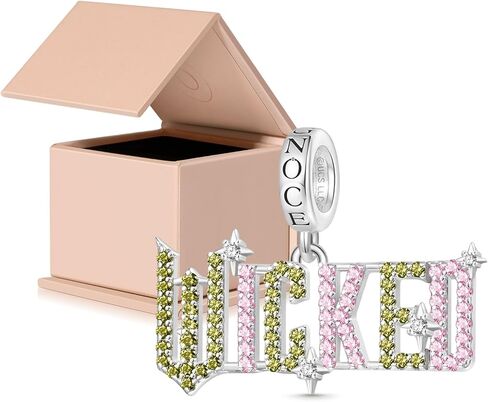 GNOCE Wicked Official Logo Letter Pendant Dangle Charm Bracelet for Women, S925 Sterling Silver Dangle Charms for Women Wife, Valentine‘s Day, Mother’s Day Jewelry in Saudi Arabia