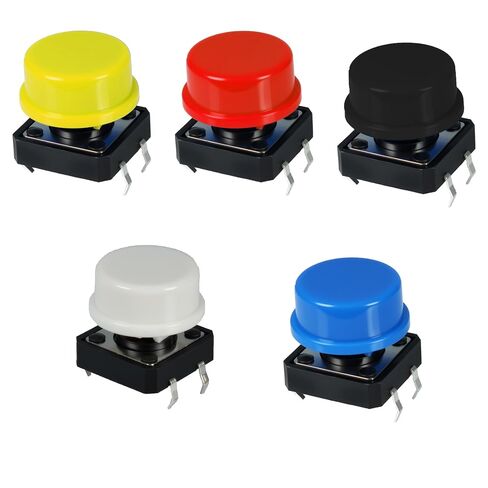 70 Pieces 12x12x7.3mm Tact Tactile Button switches, 4-pin instantaneous PCB Micro switches with caps, Suitable for Arduino, AE1027 5-Color Circular Cap Combination kit for DIY in Kuwait