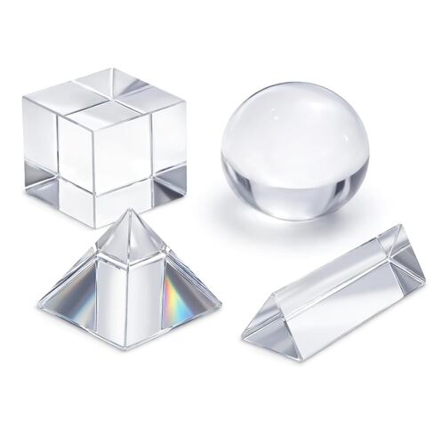 4 Pack K9 Optical Crystal Prism Set –50mm Crystal Ball, Cube, Triangular Prism, Pyramid for Photography Teaching Entertainment in Kuwait
