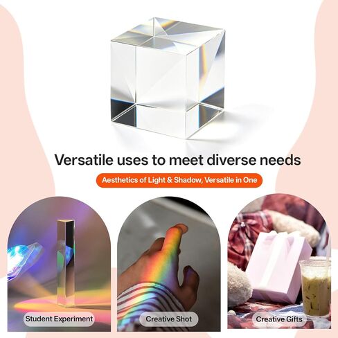4 Pack K9 Optical Crystal Prism Set –50mm Crystal Ball, Cube, Triangular Prism, Pyramid for Photography Teaching Entertainment in Kuwait